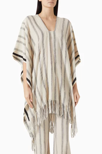 Kahi Striped Poncho in Cotton