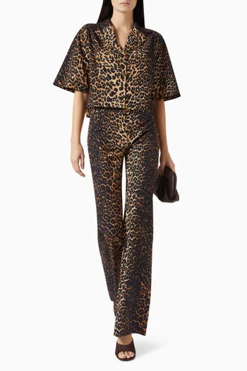 Nyra Leopard-print Cropped Shirt in Cotton