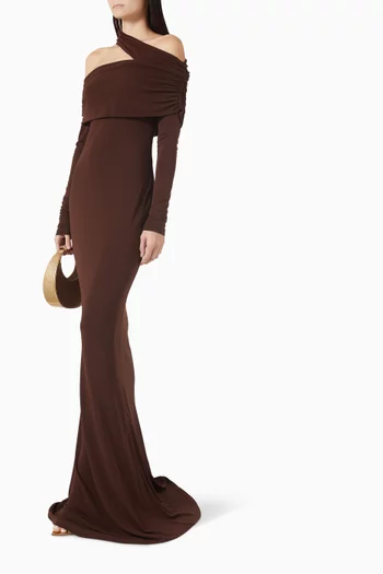 Sia Asymmetrical Maxi Dress in Jersey