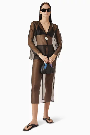 Ocean Mother-of-Pearl Medallion Top in Organza