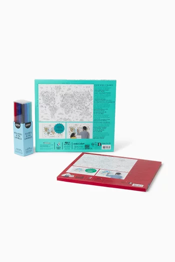 Giant Atlas & Dubai Colouring Poster Set