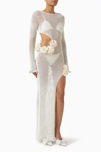 فستان بيوني طويل كروشيه