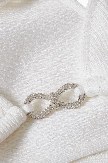 طقم بيكيني بحلي معدنية على شكل عقد مرصعة بالكريستال قماش مطاطي ومضلع