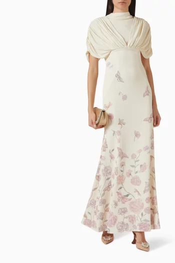 فستان سهرة بقصة ذيل السمكة بدرابيه