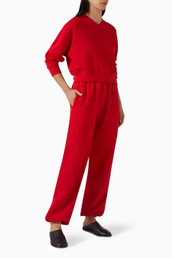 بنطال رياضي بقصة بويفريند وجيوب فرنش تيري