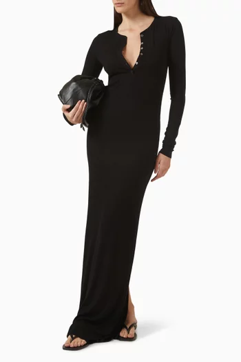 فستان هنلي طويل مزيج رايون