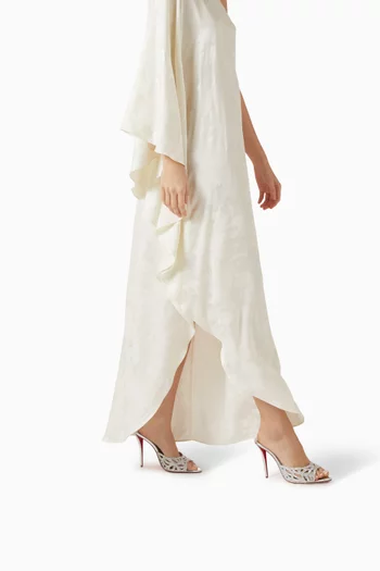 Lasera 100 Crystal-embellished Mule Sandals in Metallic Leather