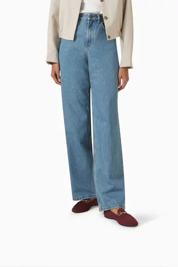 حذاء سهل الارتداء بحلية لجام مزدوج وكعب مسطح قماش منسوج