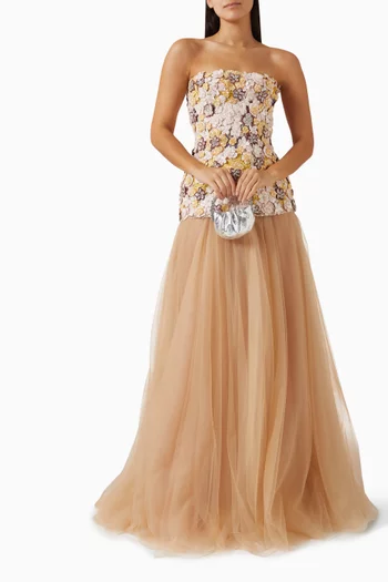 فستان سهرة ثيا تول ودانتيل