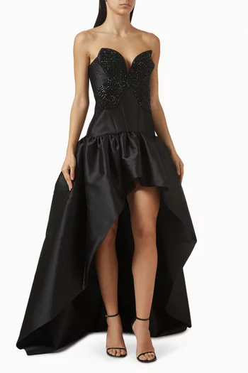 Thara High-low Gown in Silk Mikado