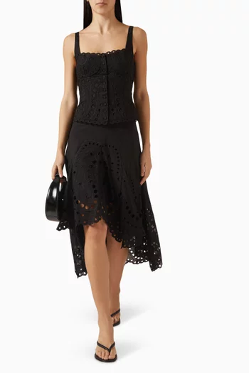 تنورة فين بتطريزات إنجليزية مزيج قطن