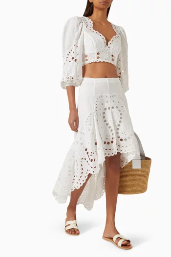 تنورة فين بتطريزات إنجليزية مزيج قطن