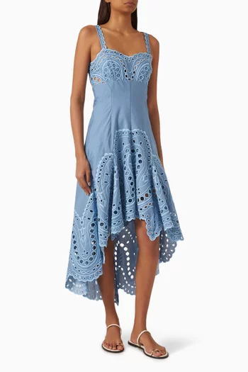 فستان كاسبين بتطريزات إنجليزية مزيج قطن