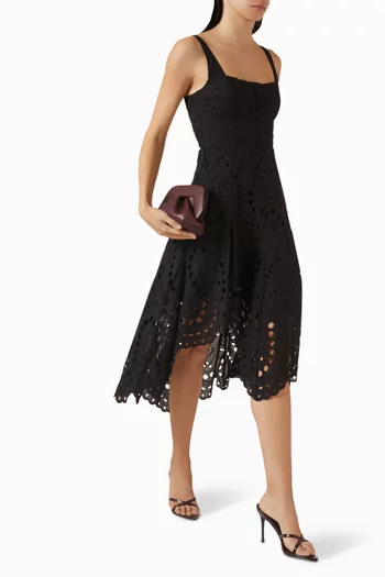 فستان ايلا بتطريزات إنجليزية مزيج قطن