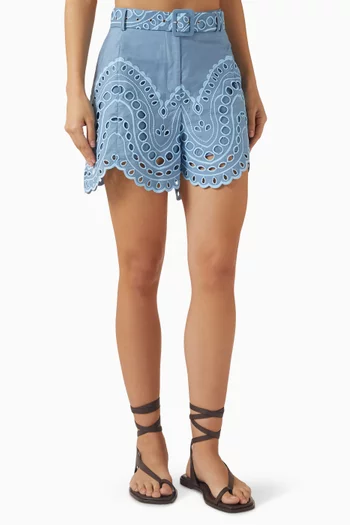 شورت دون بتطريزات إنجليزية مزيج قطن