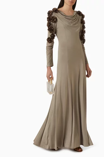 3D Floral-applique Dress