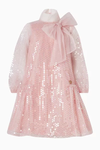 فستان مطرز بالترتر تول