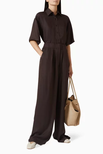 Wide-leg Pants in Silk-jacquard