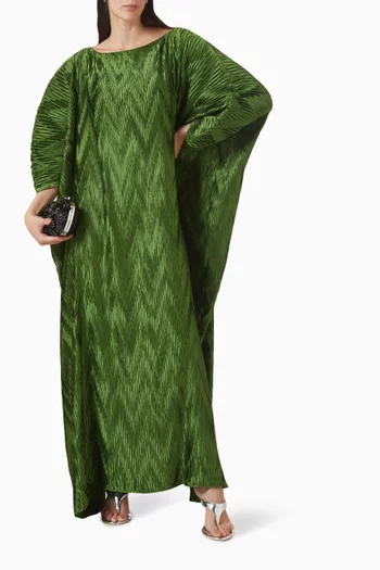 Chevron Pleated Cocoon Dress