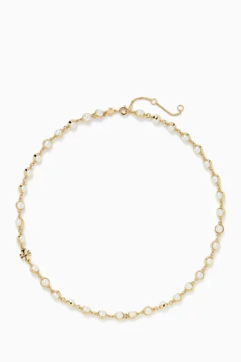 قلادة بشعار حرفي T مزينة بالخرز