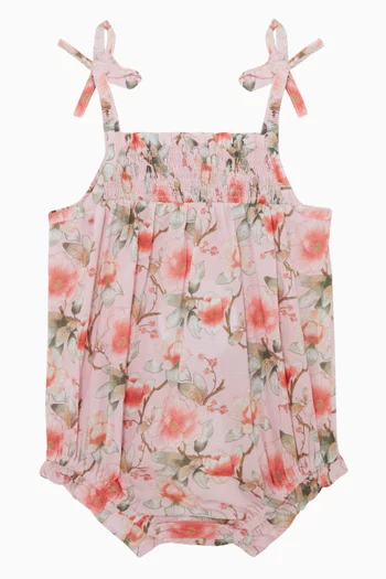 Shirred Printed Romper