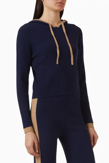 Rib-trim Hoodie in Cashmere Blend