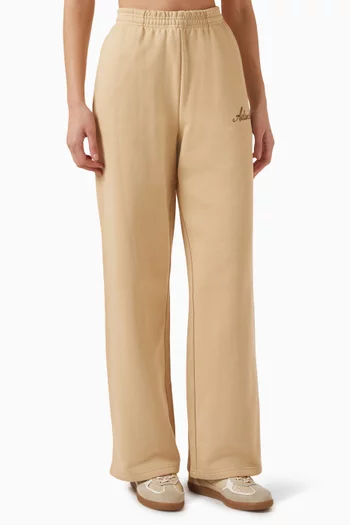 بنطال رياضي بقصة ساق مستقيمة ومطرز بشعار الماركة