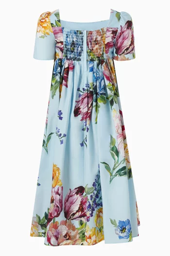 فستان بنقشة زهور قطن بوبلين