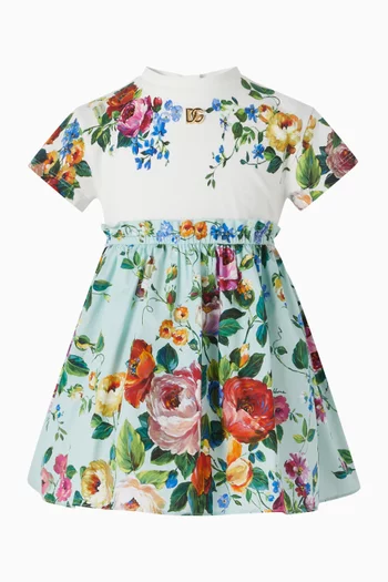Floral-printed Dress in Cotton-poplin