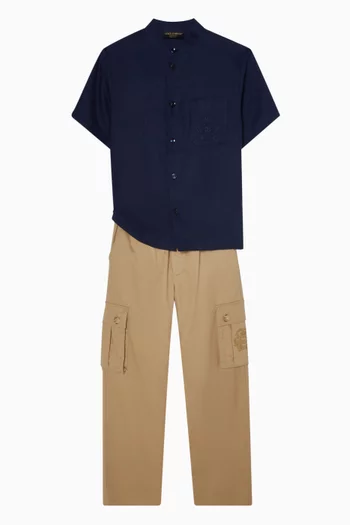 Embroidered Cargo Pants in Cotton