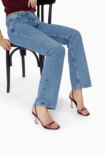 صندل أوبيوم بكعب 85 مم جلد لامع