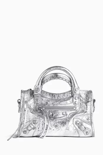 Mini Le City Bag in Metallized Arena Lambskin