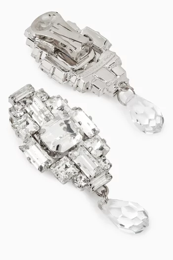 Crystal Clip-on Drop Earrings in Brass