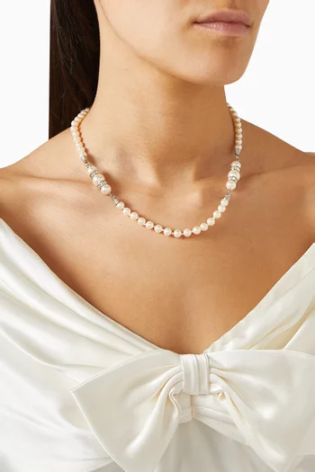 Pearl Crystal Necklace in Brass