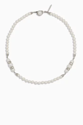 Pearl Crystal Necklace in Brass