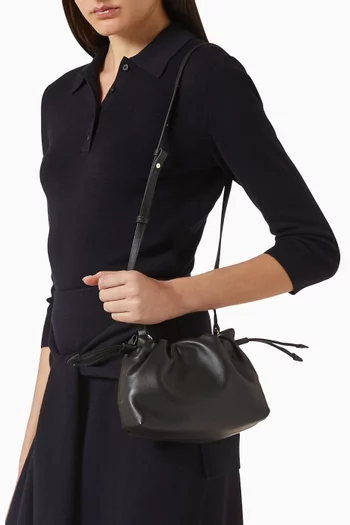 Alexandra Petite Drawstring Bag in Leather