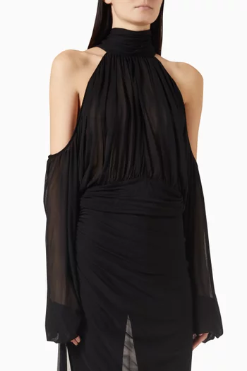 Cold-shoulder Asymmetrical Blouse