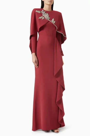 فستان جاسمين طويل مزين بتطريزات