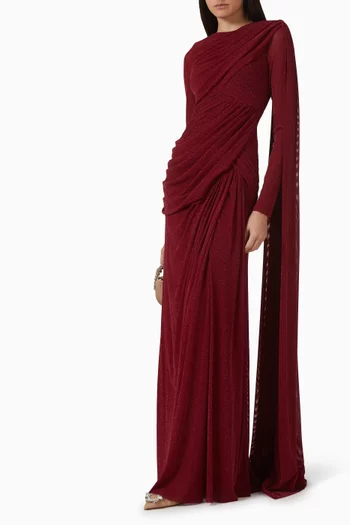 فستان بيرليا طويل بكشكش