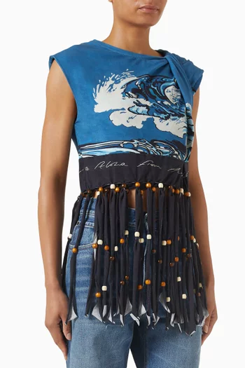 Bead Fringe Top in Cotton Jersey