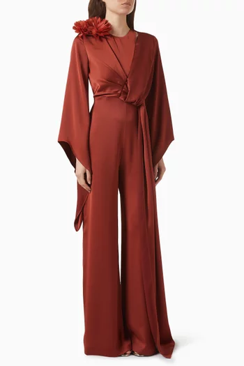 3D Floral-applique Jumpsuit