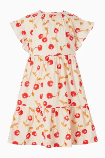 فستان ليونتين بنقشة كرز قطن