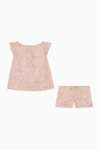 Floral Print Ailette Co-ord Set in Cotton