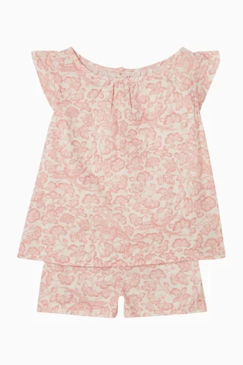 Floral Print Ailette Co-ord Set in Cotton