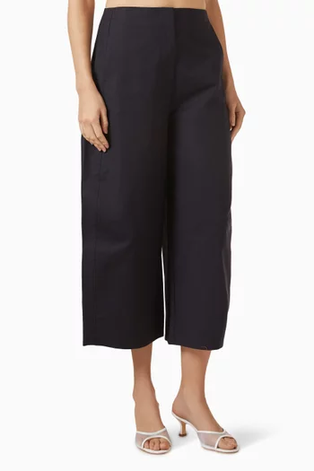 Crop Barrel-leg Pants in Cotton