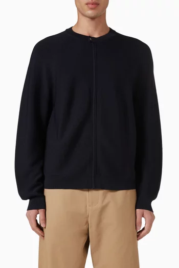 جاكيت مزيج فيسكوز منسوج بفتحة رقبة ريسر