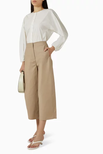 Crop Barrel-leg Pants in Cotton