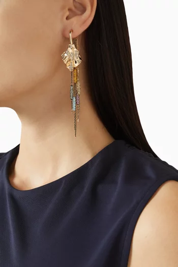 Runway Embellished Earrings in 18kt Gold-plated Brass