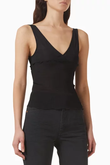 Cassandre Tank Top in Ribbed Silk Jersey