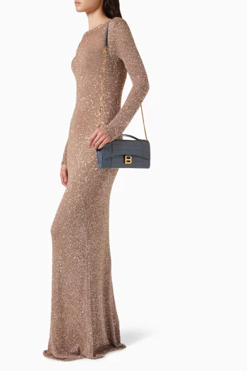 حقيبة بوشيت اورجلاس جلد بنقشة جلد التمساح